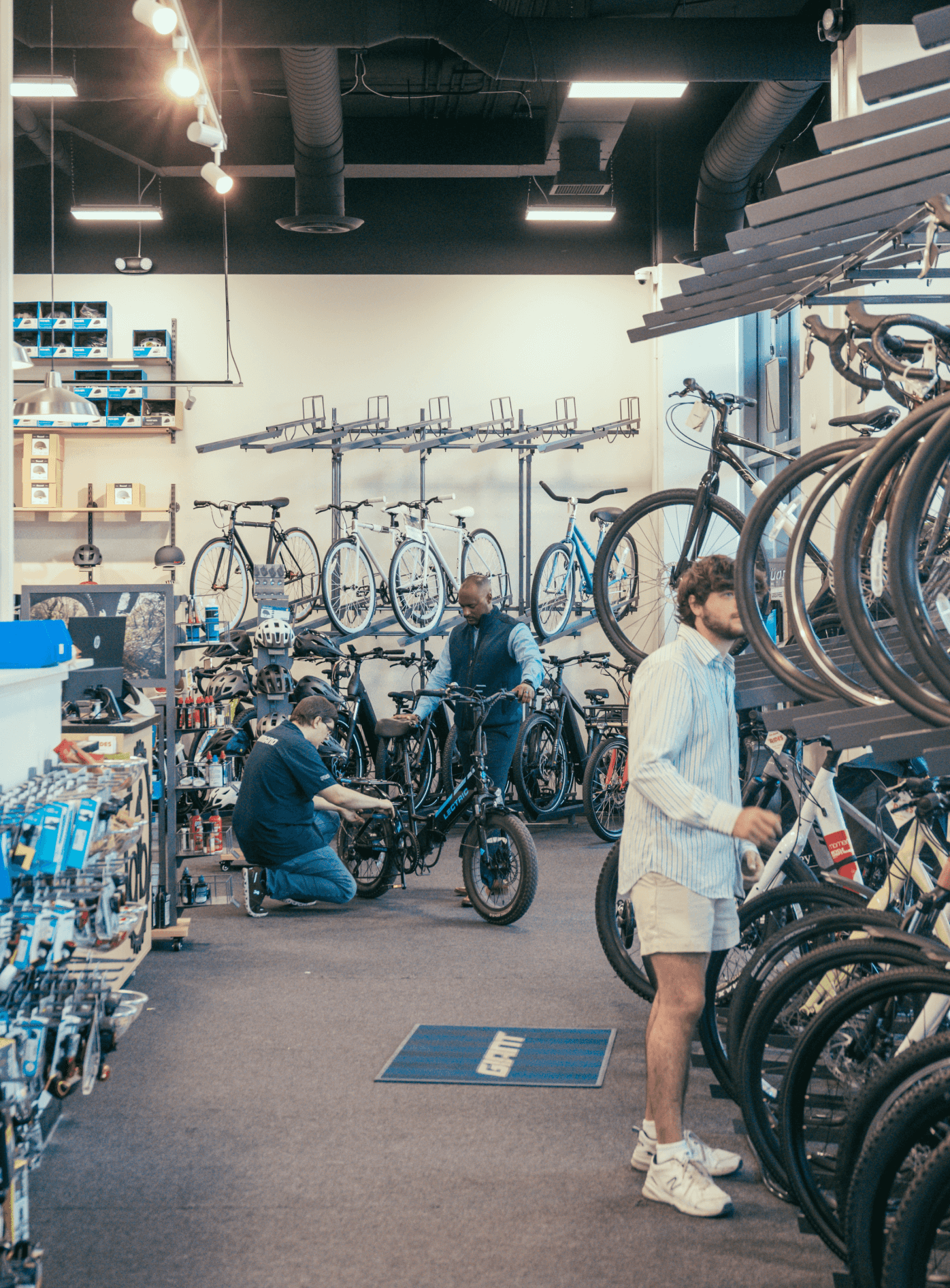 Customer browsing bike shop