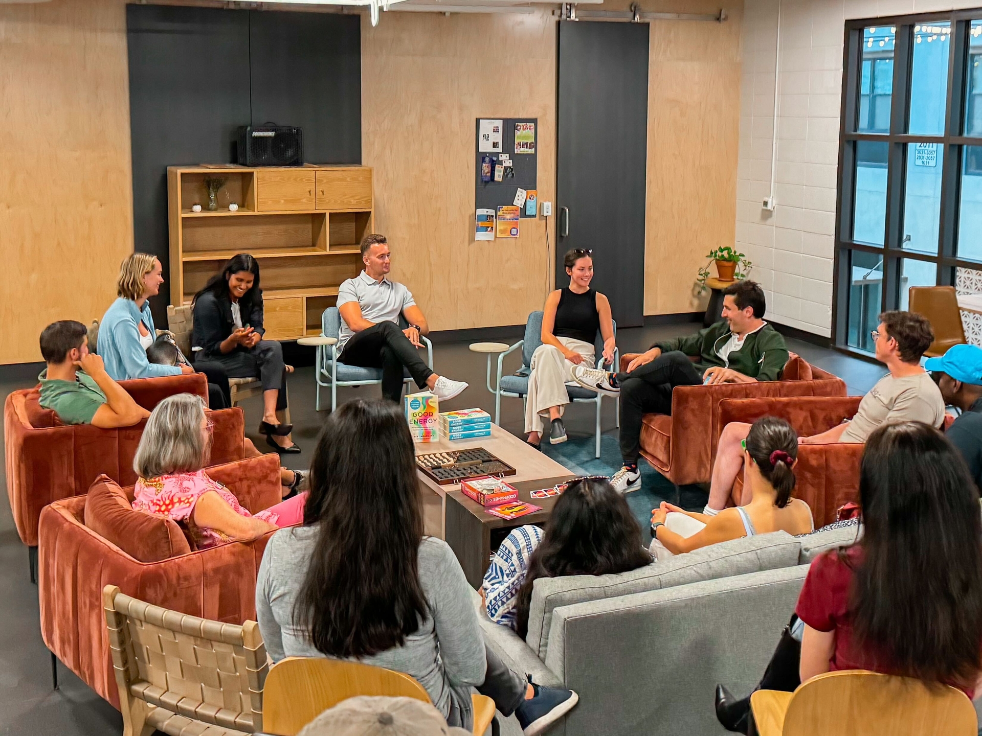 Group relaxing in the resident lounge